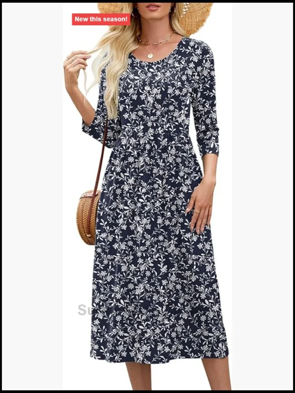 casual midi dresses with 3/4 sleeves Komarov: Women's Midi Dresses